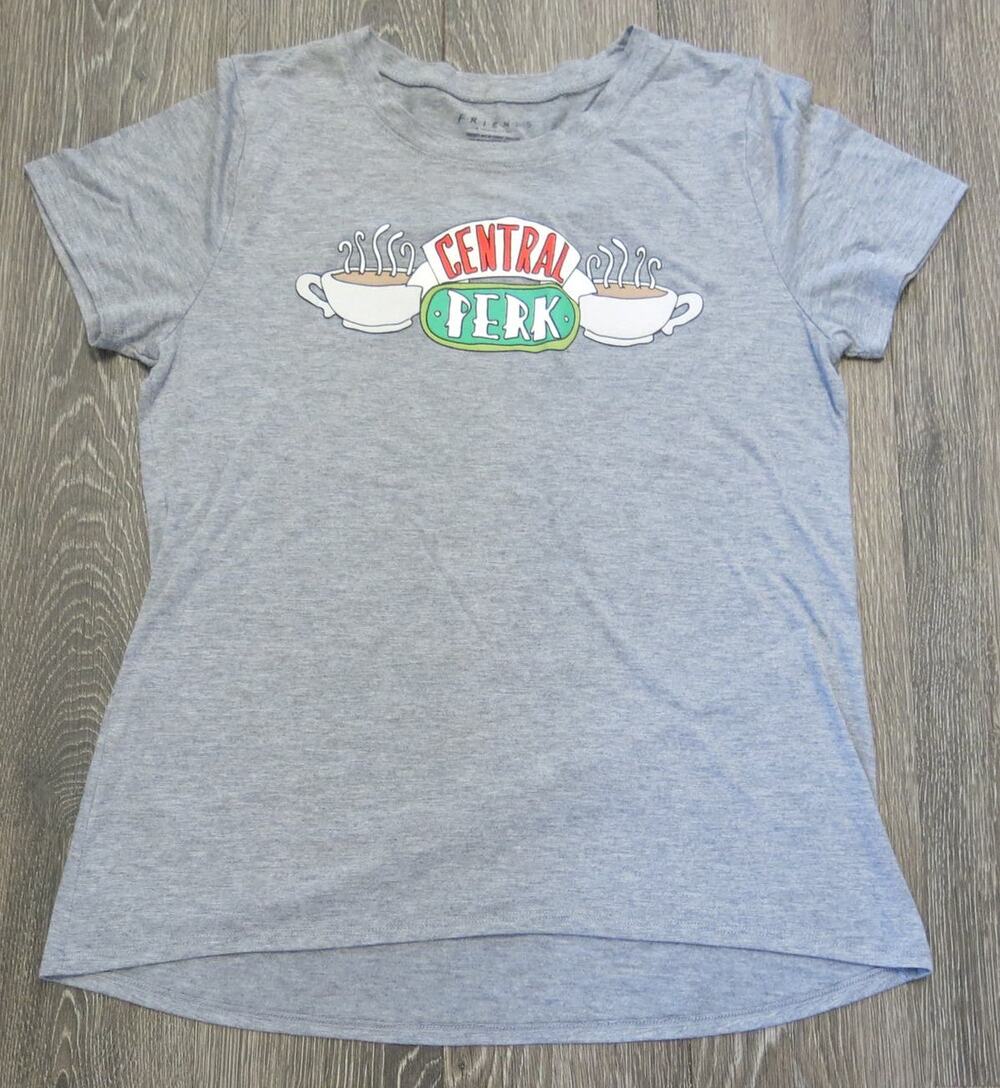 FRIENDS CENTRAL PERK Coffee Cup Shirt Size XL Women Gray TV Series Retro Casual
